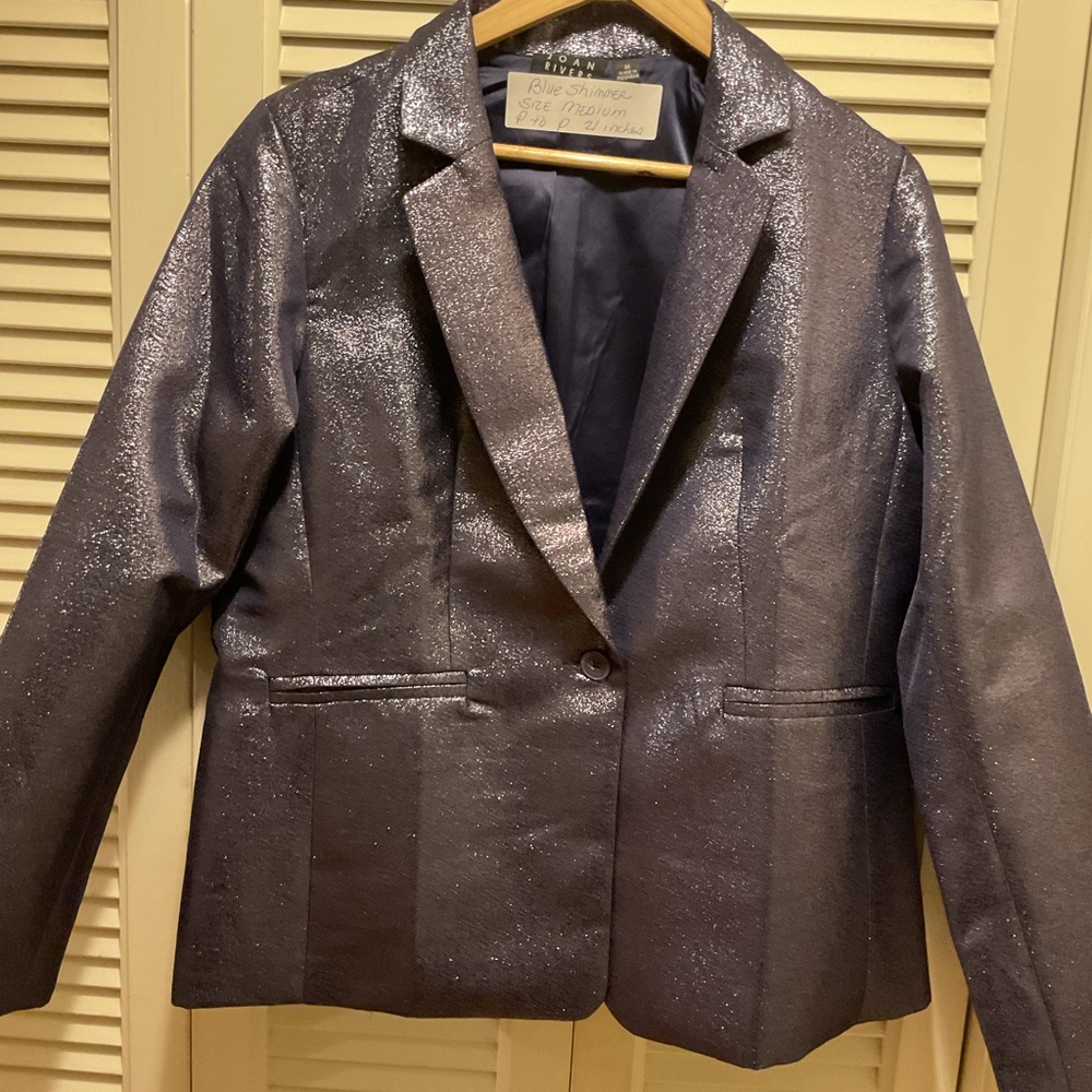 Joan Rivers Metallic Navy Blazer